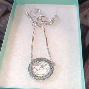 JBloom Elegant Silver and White Pendant Necklace (SKU 1509)